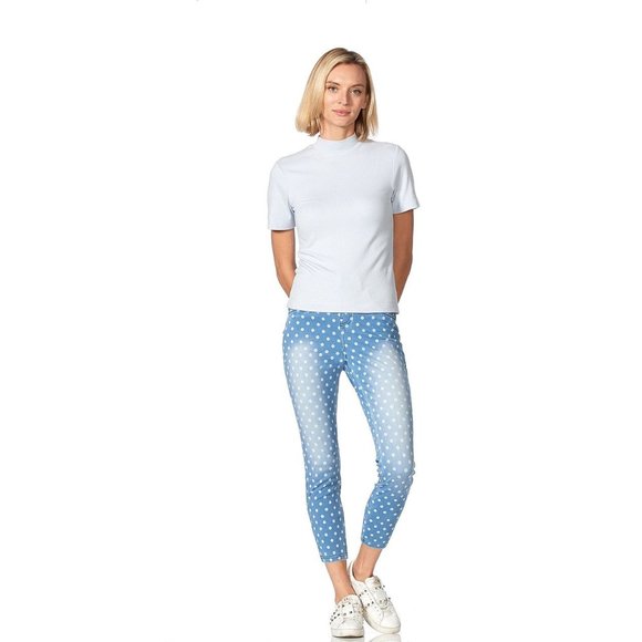 HUE Polka Dot High-Rise Denim Leggings - NWT - Size Medium - Picture 2 of 3